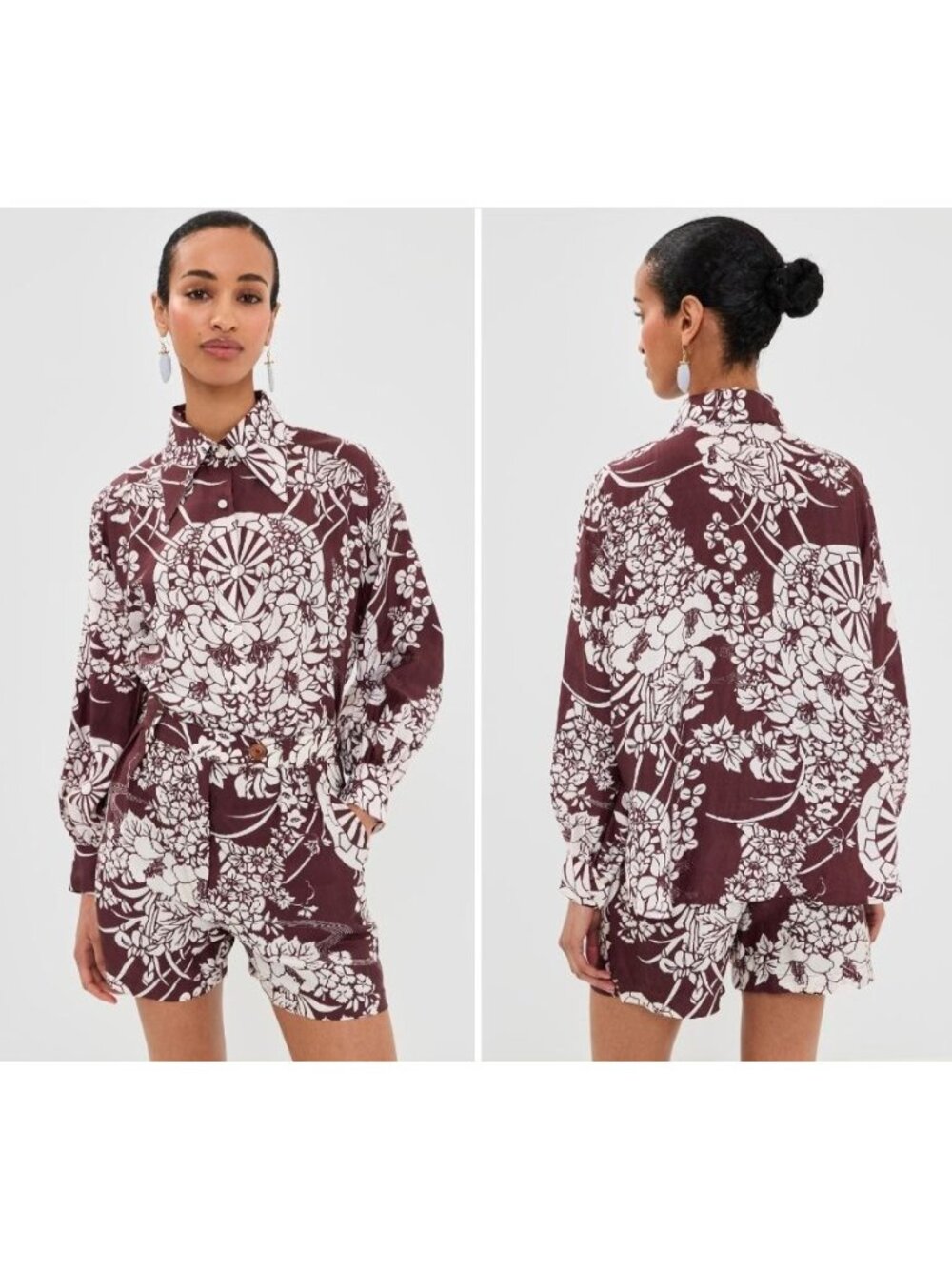 NWOT Alix of Bohemia Emery Auburn Spoke Silk Shirt Large